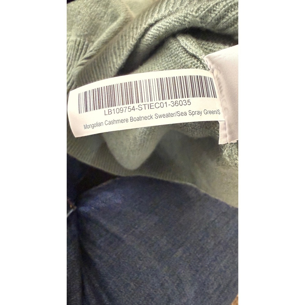 Quince Mongolian Cashmere Boatneck Sweater Sea Spray Green Small NWOT - Picture 7 of 10